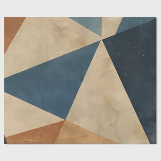 Geometric Pattern in Blues, Tans, and Rust Cadeaupapier (Vlak)