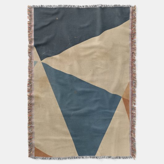 Geometric Pattern in Blues, Tans, and Rust Deken (Voorkant Verticaal)