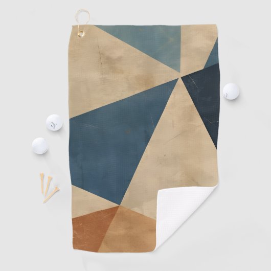 Geometric Pattern in Blues, Tans, and Rust Golfhanddoek (Insitu)