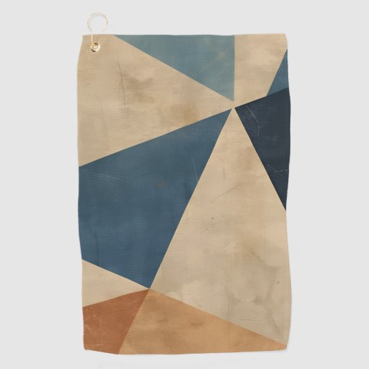 Geometric Pattern in Blues, Tans, and Rust Golfhanddoek (Voorkant)