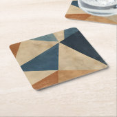 Geometric Pattern in Blues, Tans, and Rust Kartonnen Onderzetters (Schuin)