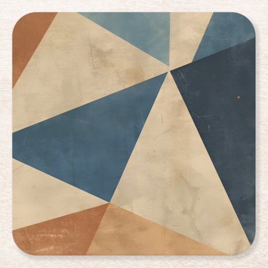 Geometric Pattern in Blues, Tans, and Rust Kartonnen Onderzetters (Voorkant)
