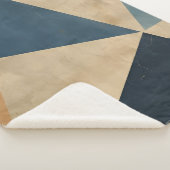 Geometric Pattern in Blues, Tans, and Rust Sherpa Deken (3/4)
