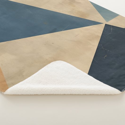 Geometric Pattern in Blues, Tans, and Rust Sherpa Deken (3/4)