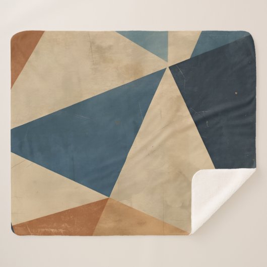 Geometric Pattern in Blues, Tans, and Rust Sherpa Deken (Voorkant (horizontaal))