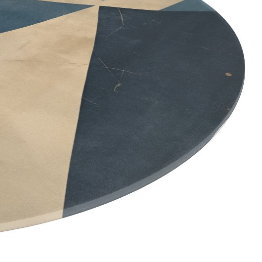 Geometric Pattern in Blues, Tans, and Rust Snijplank (Hoek)