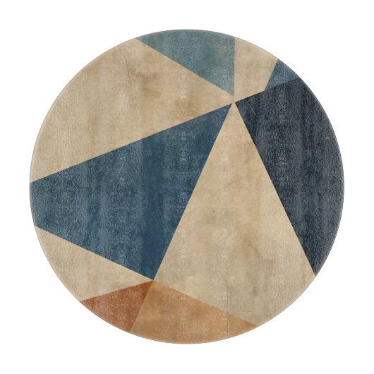 Geometric Pattern in Blues, Tans, and Rust Snijplank (Voorkant)