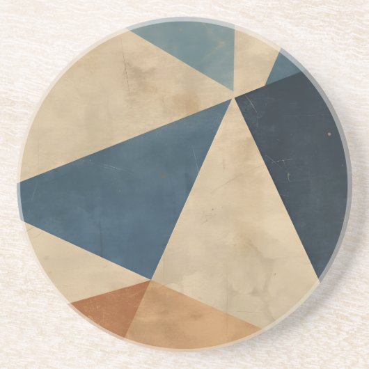 Geometric Pattern in Blues, Tans, and Rust Zandsteen Onderzetter (Voorkant)