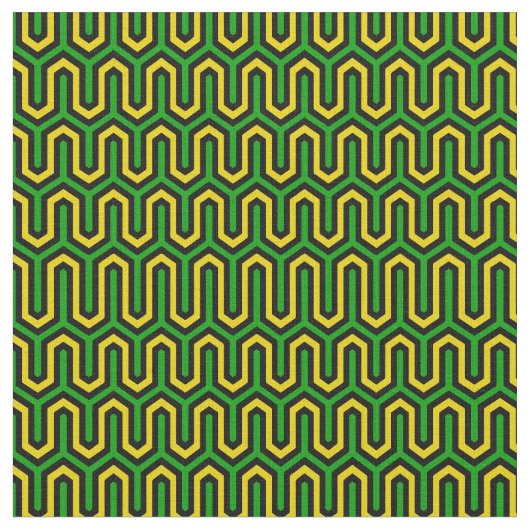 Geometric Pattern in Jamaican Flag Colours Stof (Close Up)