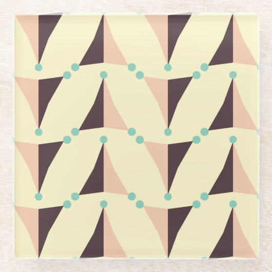 Geometric pattern in retro vibe glazen onderzetter (Voorkant)