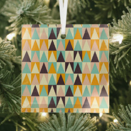 Geometric pattern of multi-colored triangles  glas ornament