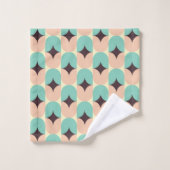 Geometric pattern of teal, beige, and black shapes bad handdoek (Wasdoekje)