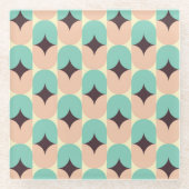 Geometric pattern of teal, beige, and black shapes glazen onderzetter (Voorkant)