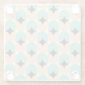 Geometric pattern of teal, beige, and black shapes glazen onderzetter (Achterkant)