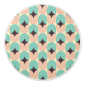 Geometric pattern of teal, beige, and black shapes keramische knop (Voorkant)
