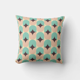 Geometric pattern of teal, beige, and black shapes kussen