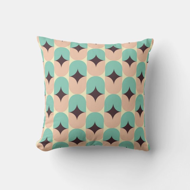 Geometric pattern of teal, beige, and black shapes kussen (Voorkant)