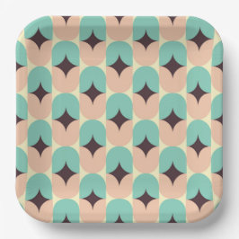 Geometric pattern of teal, beige, and black shapes papieren bordje