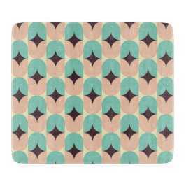 Geometric pattern of teal, beige, and black shapes snijplank