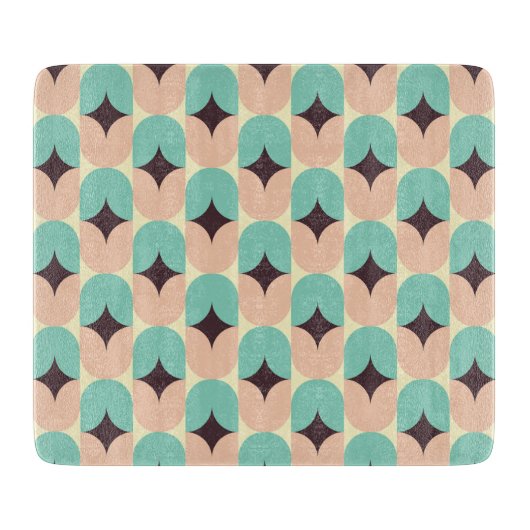 Geometric pattern of teal, beige, and black shapes snijplank (Voorkant)