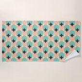 Geometric pattern of teal, beige, and black shapes strandlaken (Voorkant)