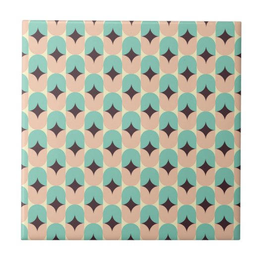 Geometric pattern of teal, beige, and black shapes tegeltje (Voorkant)