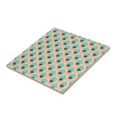 Geometric pattern of teal, beige, and black shapes tegeltje (Zijkant)