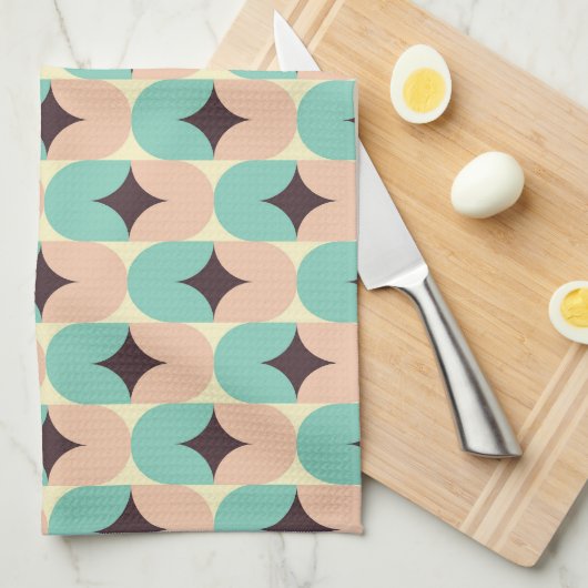 Geometric pattern of teal, beige, and black shapes theedoek (Quarter Fold)