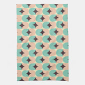 Geometric pattern of teal, beige, and black shapes theedoek (Verticaal)