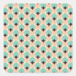 Geometric pattern of teal, beige, and black shapes vierkante sticker