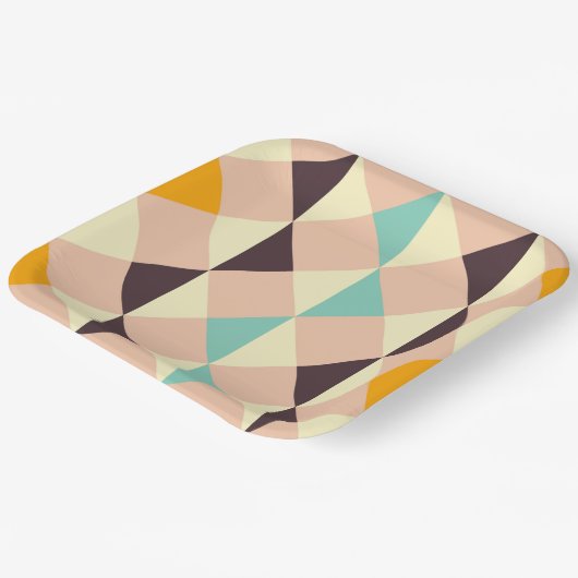 Geometric pattern overlapping diamonds & triangle papieren bordje (Gebogen)