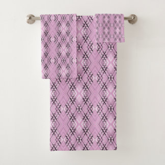 Geometric pattern retro pink diamonds bad handdoek