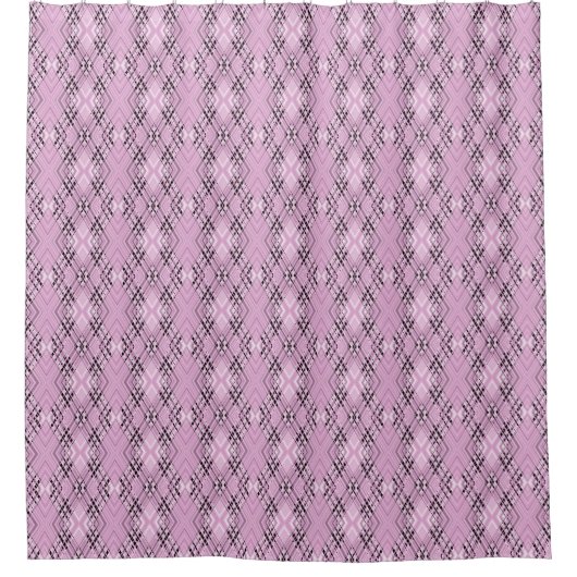 Geometric pattern retro pink diamonds douchegordijn (Voorkant)