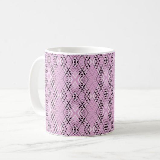 Geometric pattern retro pink diamonds koffiemok (Voorkant links)