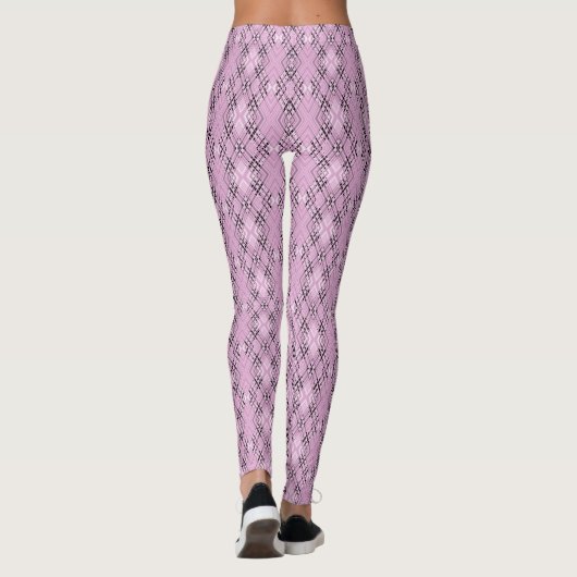Geometric pattern retro pink diamonds leggings (Achterkant)