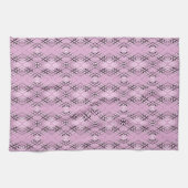Geometric pattern retro pink diamonds theedoek (Horizontaal)