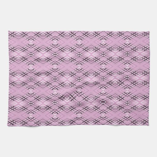Geometric pattern retro pink diamonds theedoek (Horizontaal)