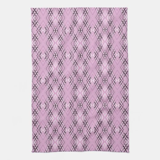 Geometric pattern retro pink diamonds theedoek (Verticaal)