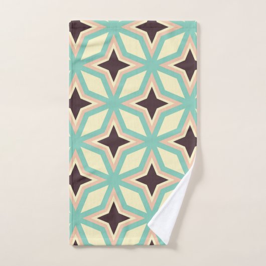 Geometric pattern with alternating dark star shape bad handdoek (Handdoek)