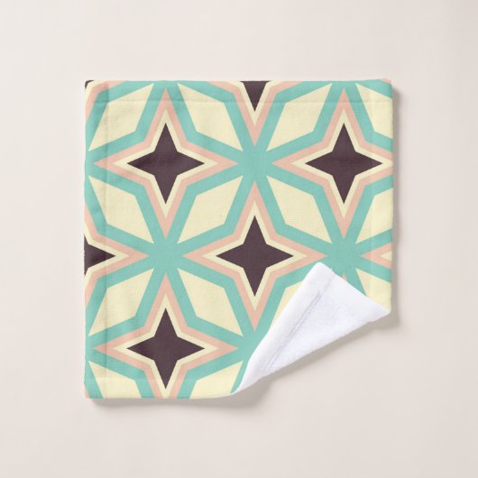 Geometric pattern with alternating dark star shape bad handdoek (Wasdoekje)