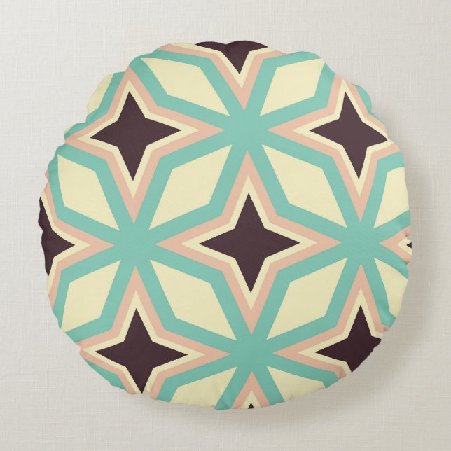 Geometric pattern with alternating dark star shape rond kussen (Voorkant)