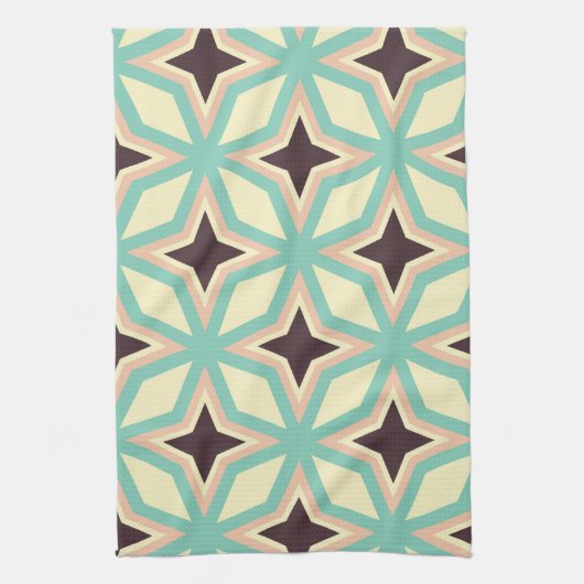 Geometric pattern with alternating dark star shape theedoek (Verticaal)