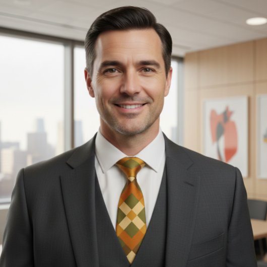 Geometric Pattern with Earth Tones Stropdas