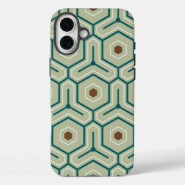 Geometric pattern with interlocking hexagons iPhone 16 plus hoesje