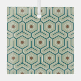 Geometric pattern with interlocking hexagons glas ornament