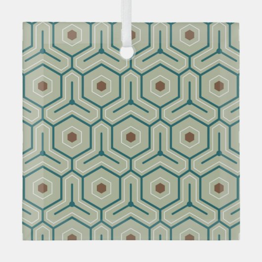 Geometric pattern with interlocking hexagons glas ornament (Voorkant)
