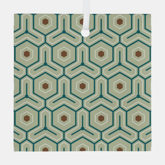 Geometric pattern with interlocking hexagons glas ornament (Achterkant)