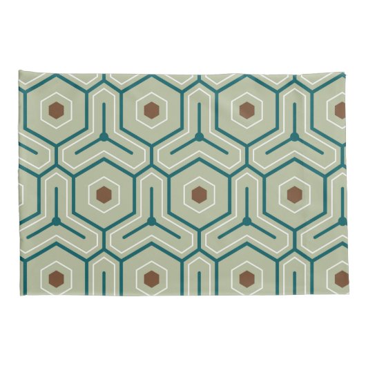 Geometric pattern with interlocking hexagons kussensloop (Achterkant-Rechts)