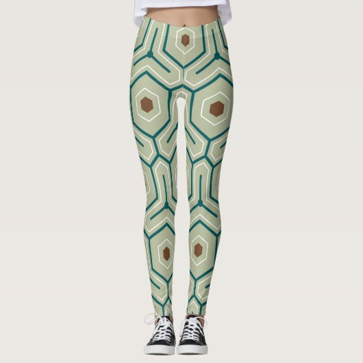 Geometric pattern with interlocking hexagons leggings (Voorkant)
