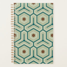 Geometric pattern with interlocking hexagons planner
